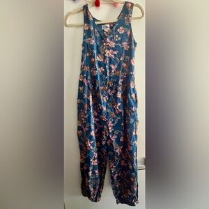 Reyn Spooner Floral Maxi jumpsuit Blue Pink Vintage 90s women small petite